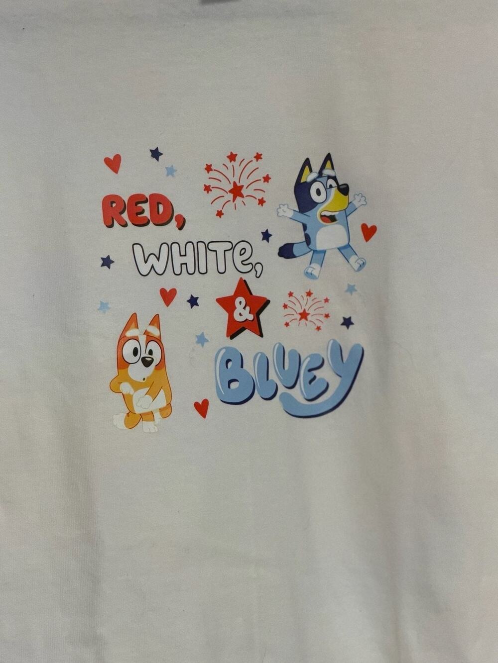 Gildan Youth Medium Bluey Red White & Bluey 4th of July Graphic T-Shirt